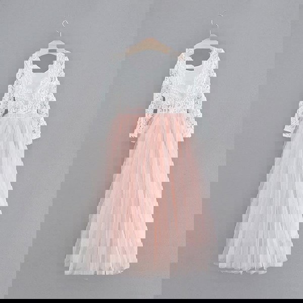 Rear detailing of Baby Bohemian Classic Long Sleeve Dress in Blush