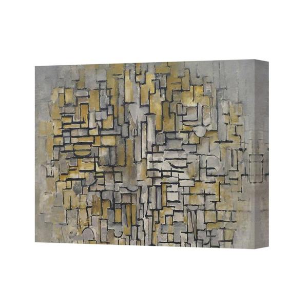 Benjamin Tate Design Abstract Geometric Canvas Wall Art Mosaic Gray And Gold