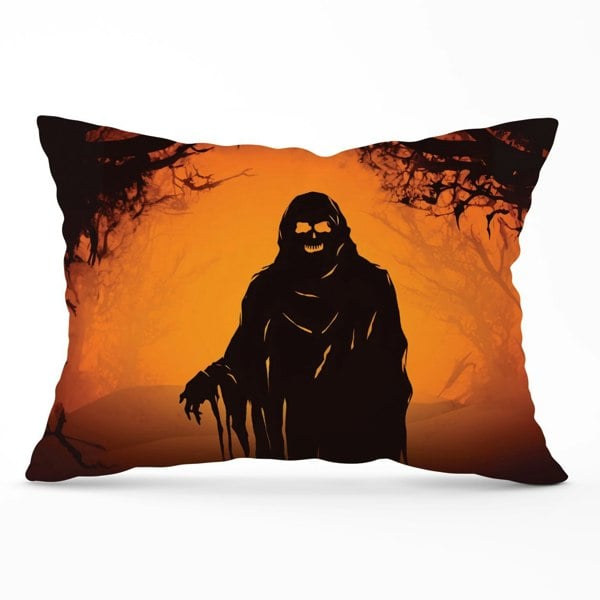 Warren Reed A Spooky Black And Orange Ghost Cushions