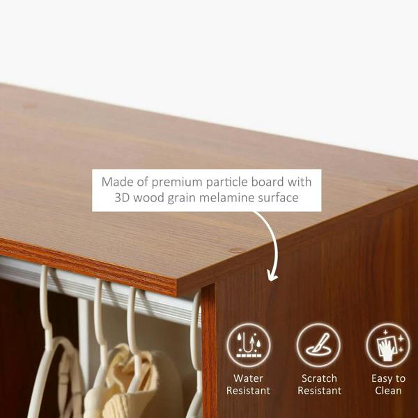 Walnut laminated top with water- and scratch-resistant surface for garment rack