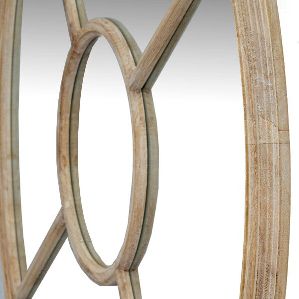 Wyld Haus Large Natural Industrial Round Wooden Windowpane Mirror