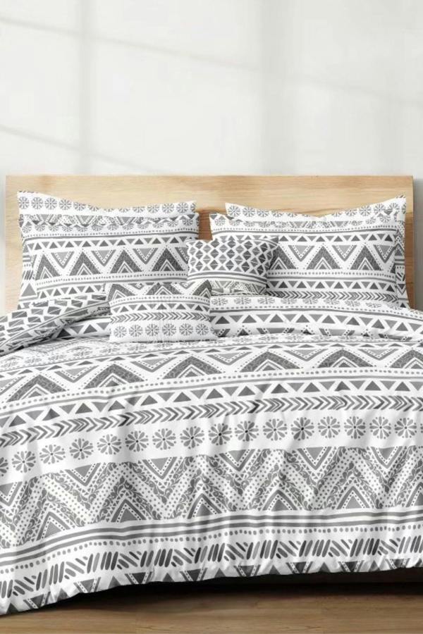 Ezysleep Geometric Silver Printed Duvet Cover Set