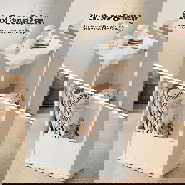 Levede Side Table with Magazine Rack Modern Slim End Table for Living Room