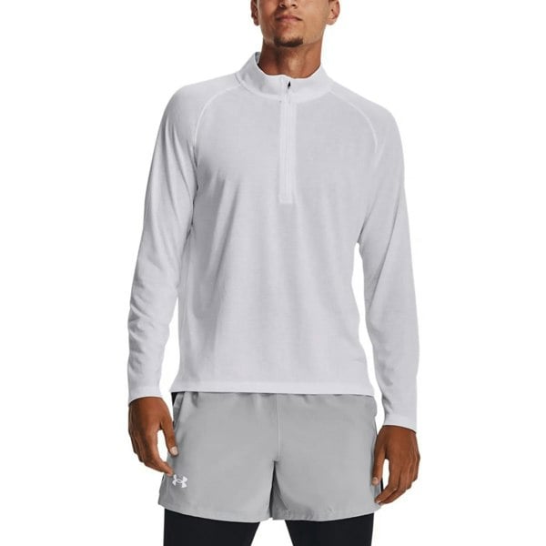 Under Armour Mens Streaker Half Zip Warm Up Top - White