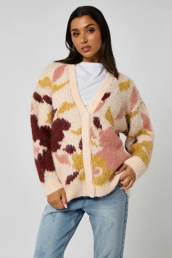 Urban Bliss Brown Floral chunky cardigan