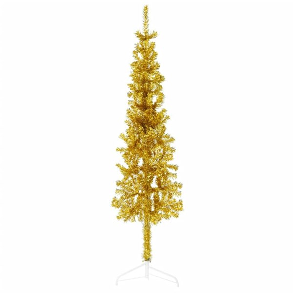 Berkfield Slim Artificial Half Christmas Tree with Stand Gold 120 cm