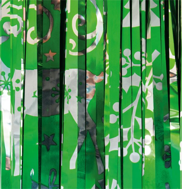 Cheetah Christmas Reindeer Tinsel Curtain 3M x 1M Green