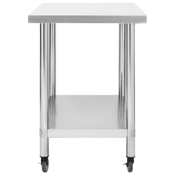 Berkfield Kitchen Work Table with Wheels 80x60x85 cm Stainless Steel
