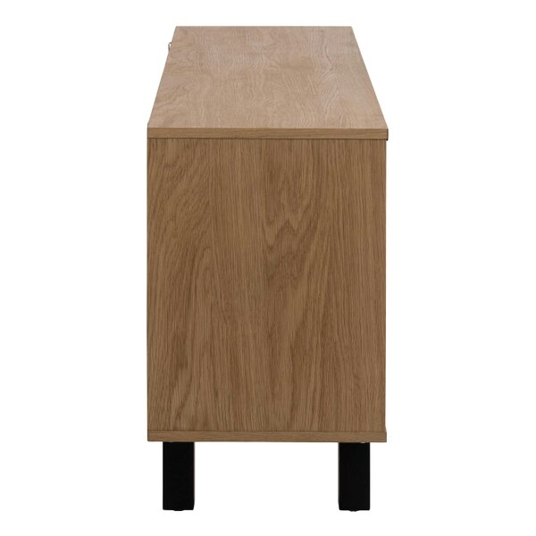 Wyld Haus Chevron Herringbone Natural Oak Wood 3 Door Sideboard