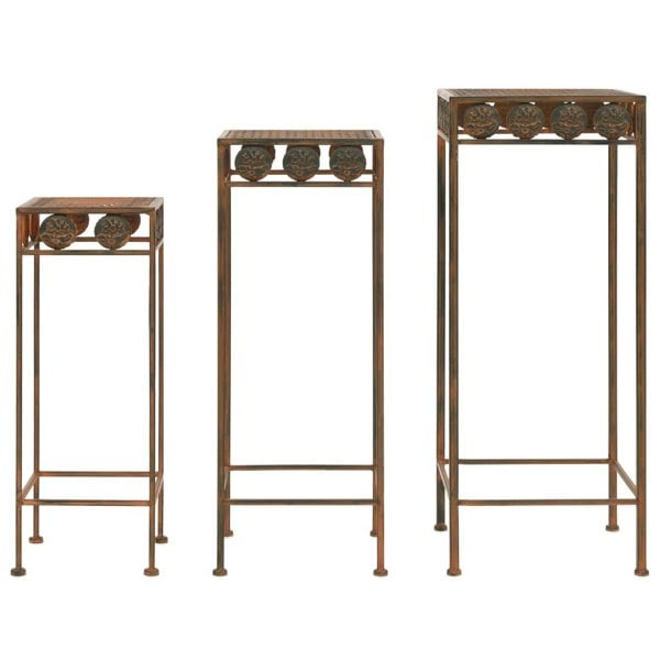 Berkfield Plant Stand Set 3 Pieces Vintage Style Metal Rusty