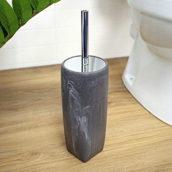 Showerdrape Octavia Grey Marble & Chrome Toilet Brush & Holder