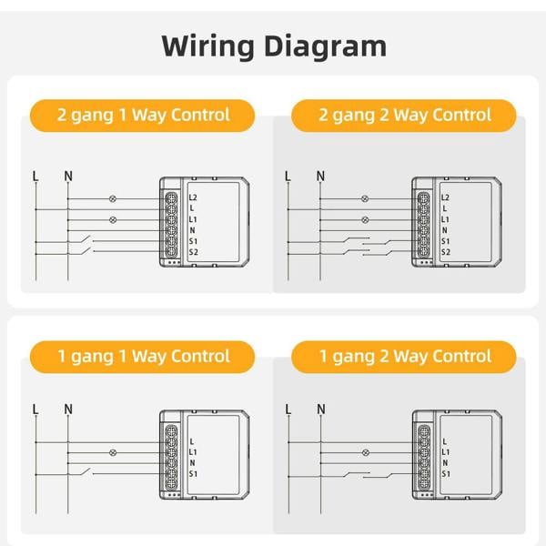 ENER-J Smart WiFi Dimmable Light Switch Module, Ultra Mini 1 Gang Dimmer, App & Voice Control, Alexa & Google Compatible, 39 x 39 x 18mm