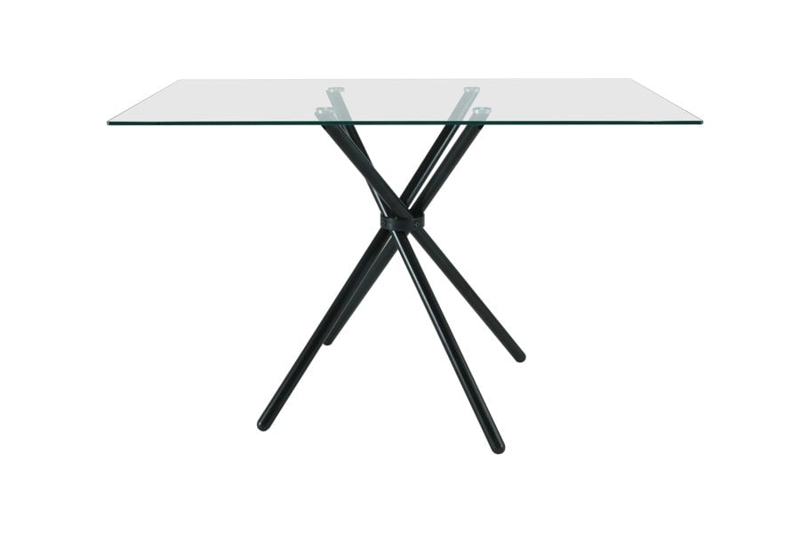 Indoor Living Miami Rectangle Glass Dining Table with starburst black legs