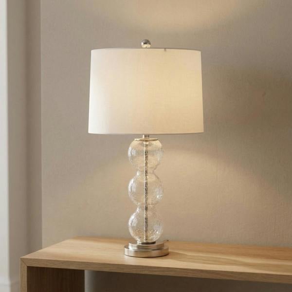 Garden Greatness Contemporary Cylindrical Table Lamp With Silver Base