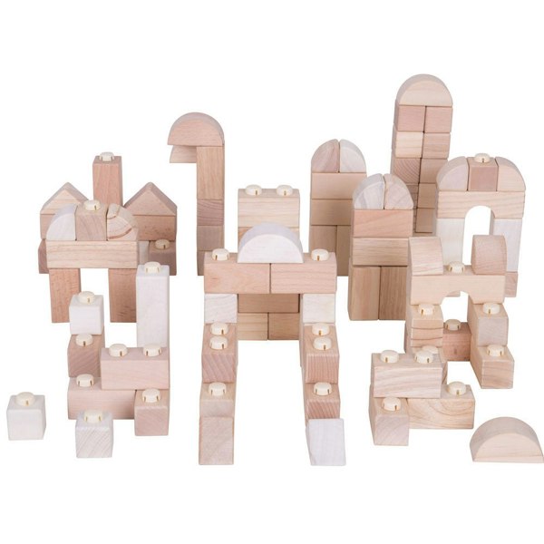 Bigjigs Toys Clicking Wooden Blocks With Storage Box - 100 Pieces