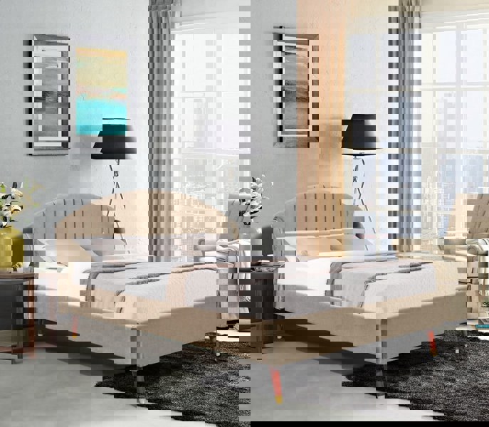 Comfy Living Athens Winged Plush Velvet Fabric Bed Frame - A Luxurious and Sophisticated Statement Piece for Your Bedroom