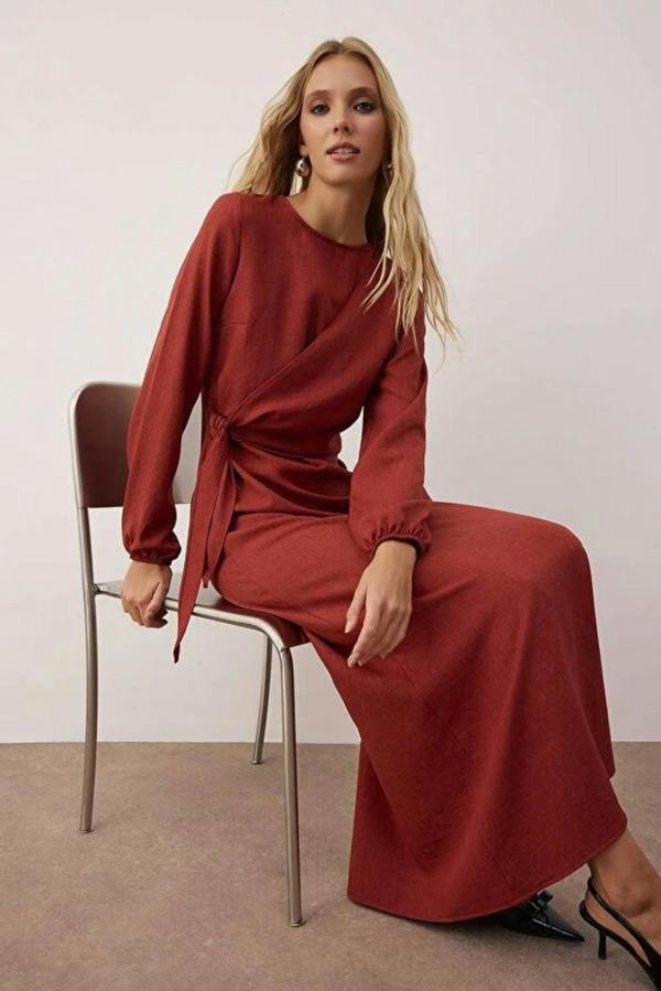 Hoxton Gal Linen-Look Woven Dress