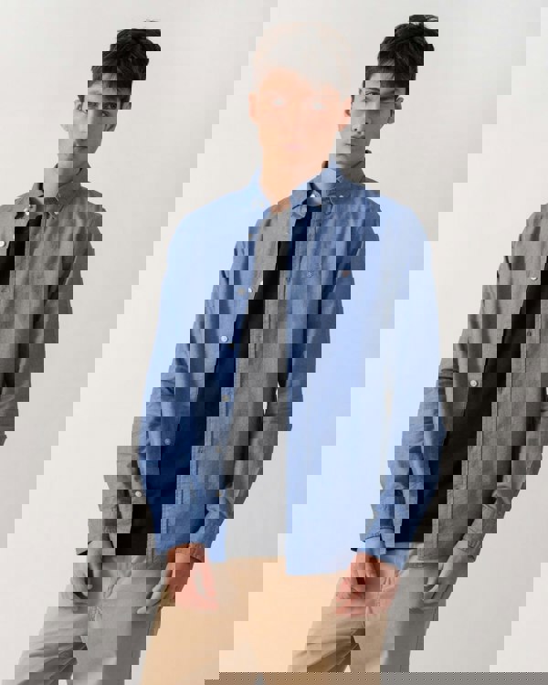 GANT Mens Slim Fit Long Sleeve Oxford Shirt - 407 Rich Blue