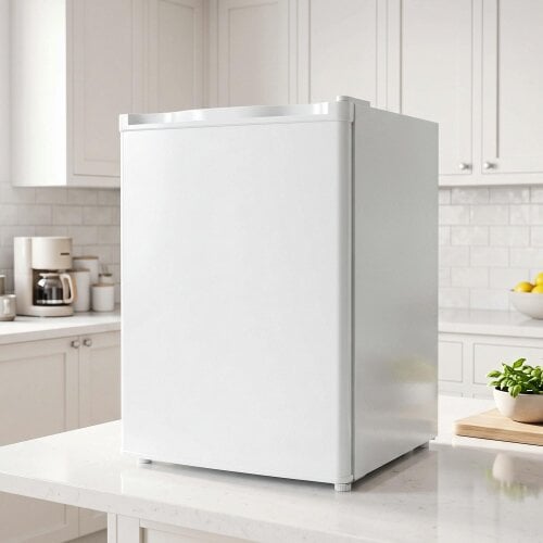 HOMCOM 73 L Mini Fridge with Chiller Box and Reversible Door, White