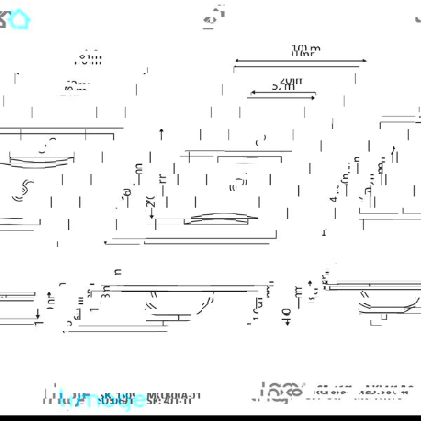 4001a ceramic 101cm thin edge inset basin with scooped bowl