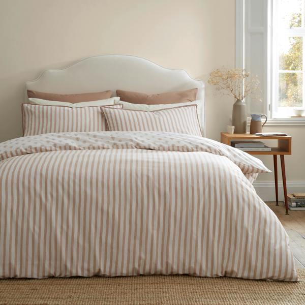 Emily Bond Jaipur Leaves Cotton Reversible Duvet Cover Set Cream / Natural