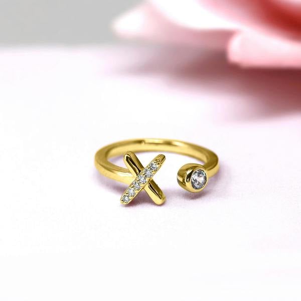 Say It With Kiss Adjustable Ring - Gold Plated Stainless Steel