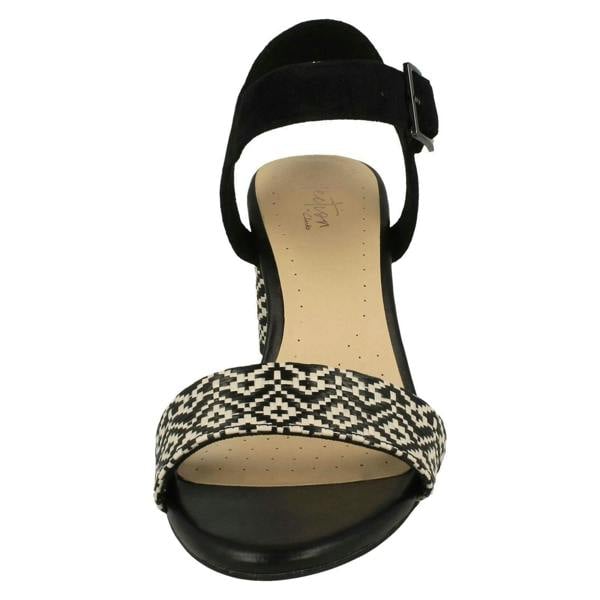 Clarks Ladies Clarks Block Heeled Peep Toe Sandals Amali Weave