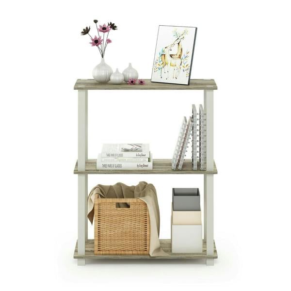 WALPLUS Turn-S-Tube 3-Tier Compact Multipurpose Shelf Display Rack with Square Tube, Sonoma Oak/White perfect for organized storage and display