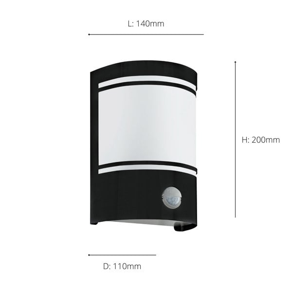 EGLO Cerno Exterior Curved Black Wall Light