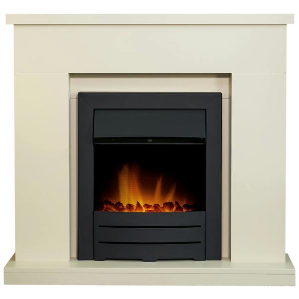 Adam Lomond Fireplace in Stone Effect with Colorado Electric Fire in Black, 39 Inch