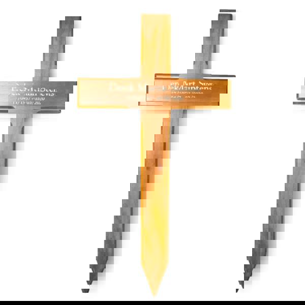 Memorials Direct Personalised Mahogany Memorial Cross – Durable Wooden Grave Marker for Outdoor Use