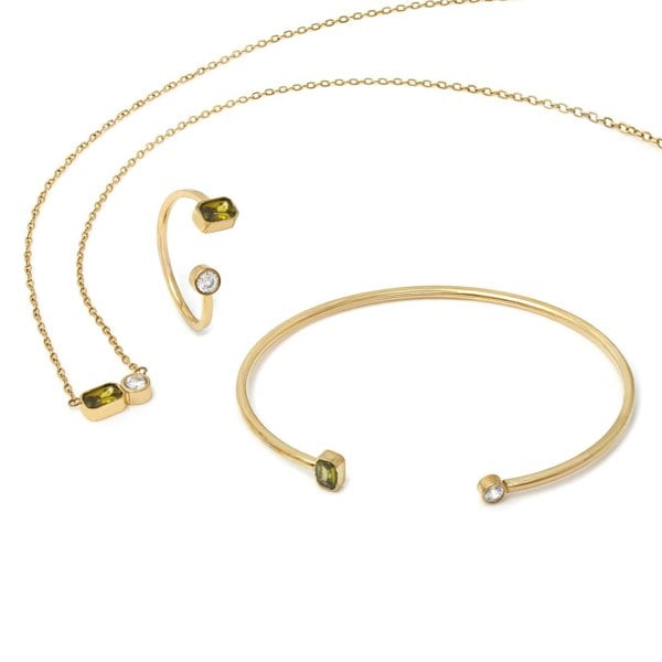 Say It With August Peridot Birthstone Gift Set - Yellow Gold