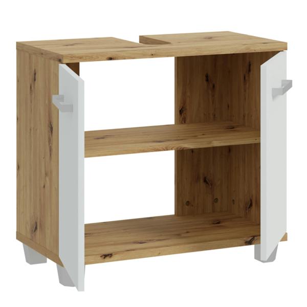 Furniture To Go Veris Under Sink Cabinet with 2 Doors in Artisan Oak and Light Grey Doors