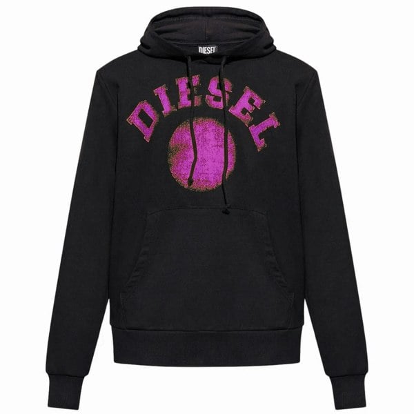 Diesel Distorted Dot Design Black Hoodie