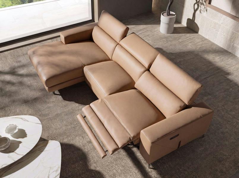 Angel Cerdá Brown leather chaise longue recliner sofa 6287/6286