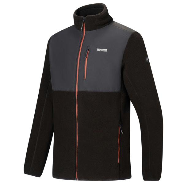 Regatta Mens Morran Water Resistant Full Zip Fleece Jacket - Black/Burnt Henna - 