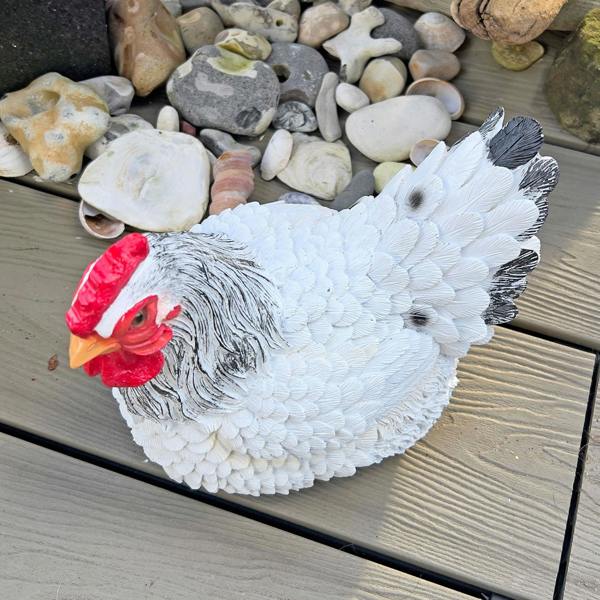 Farmwood Large Sitting White Chicken Garden Animal Ornament