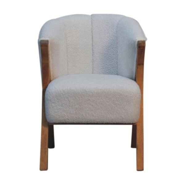 Wyld Haus Sarlat White Boucle and Mango Wood Cosy Chair