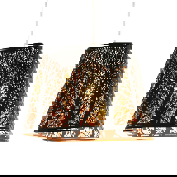 Matte Black Tree Forest Pendant Lighting Shade with Satin Gold Inner Image 1