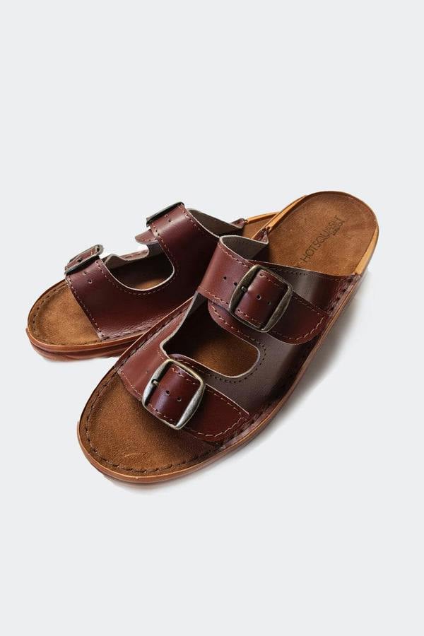 HotSquash Premium Handcrafted 2 Strap Leather Men's Sliders