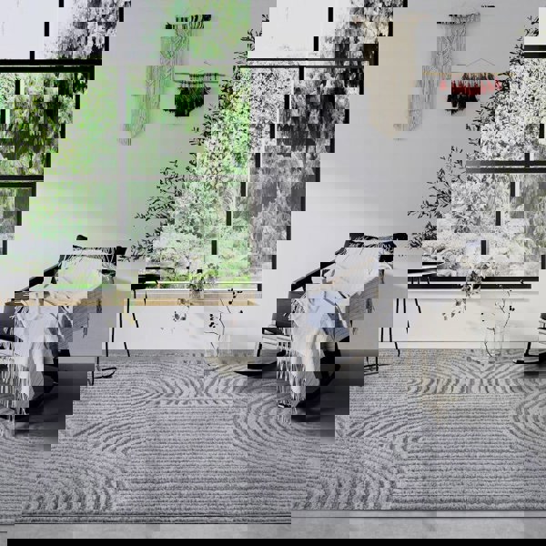 High Pile Grey Rug Chappe – Soft Geometric