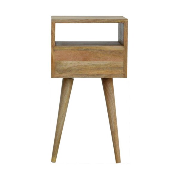 Wyld Haus Parma Mini Oak Mango Wood Bedside Table with Drawer and Open Shelf