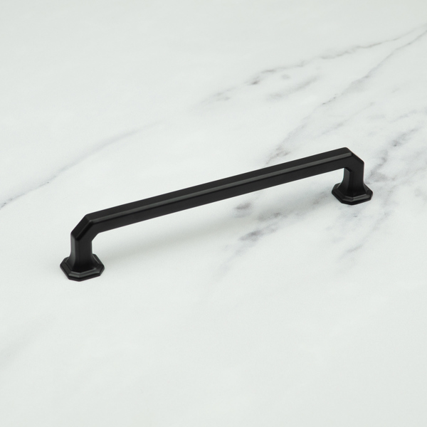 Handle & Home Matt Black Octagonal Cabinet Handles & Coordinating Knob - 160mm Handle