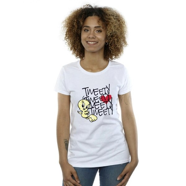 Looney Tunes Womens Tweety Love Heart Cotton T-Shirt - White