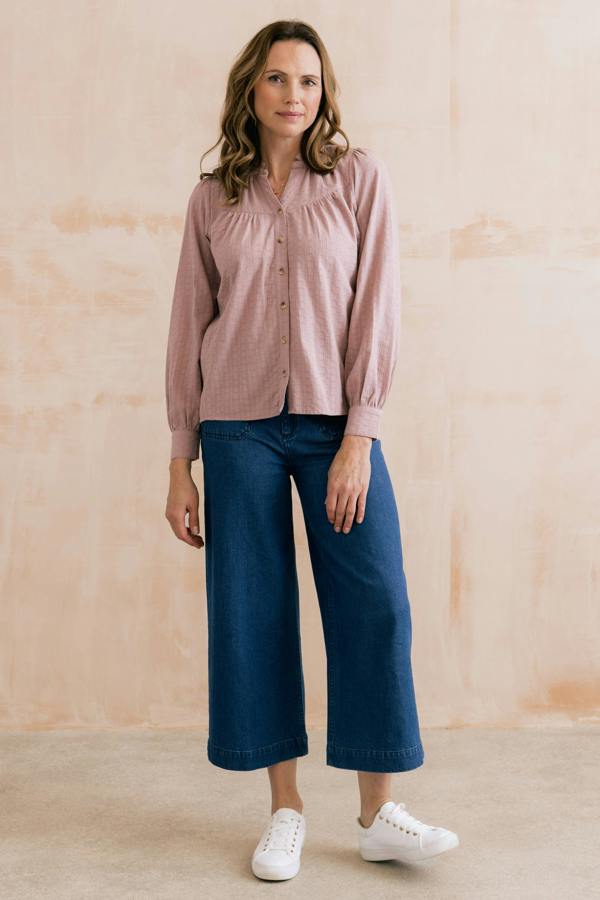 Lily & Me Wayfaring Embroidered Cotton Blouse Soft Pink