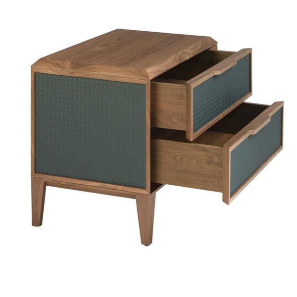 Angel Cerdá Dark green pvc and walnut bedside table 7149
