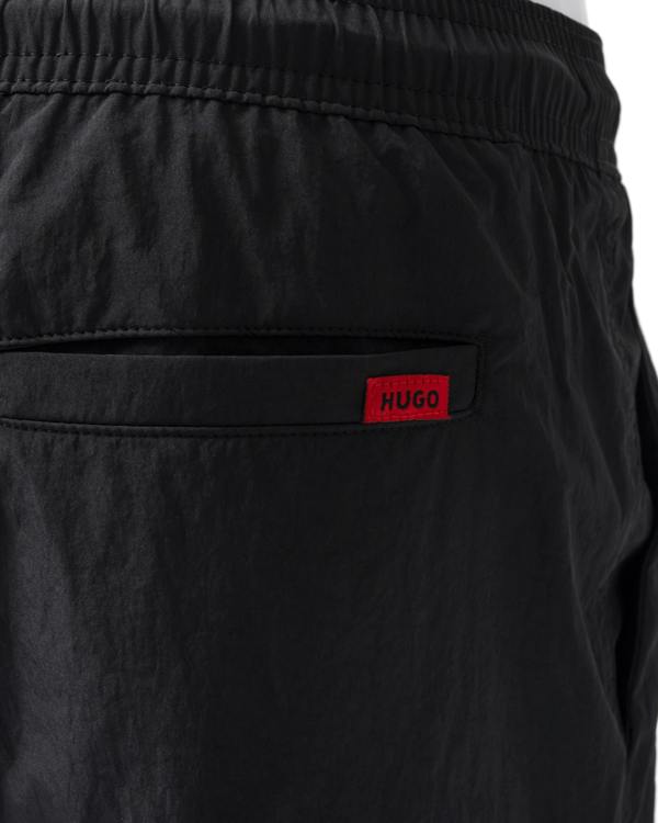 back detail of HUGO Dominica Mens Quick-Drying Swim Shorts In Recycled Material With Logo in Black 004