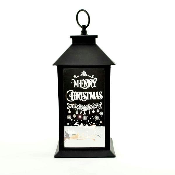 14cm Black Christmas LED Lantern Lamp with Warm White Lights and Festive Theme Design image 4