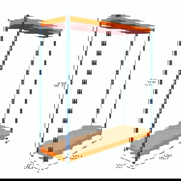 Monster Racking S-Rax 2 Shelf Racking - 180cm x 180cm x 60cm