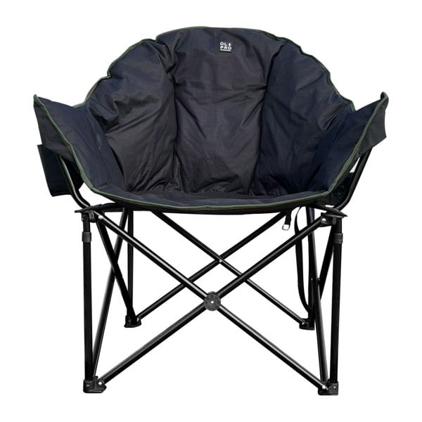 The OLPRO Olympus XL Camping Chair Black & Green pictured on a white background.